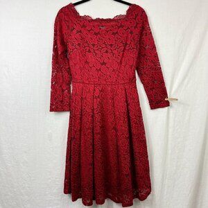 MissMay Long Sleeve Lace Midi Dress Women M Goth Pleated Romantic Sheer Cocktail